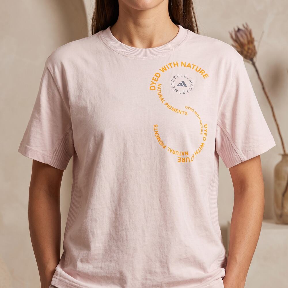 Adidas Stella McCartney Women's Dyed With Nature Pink Graphic Rib Tee Shirt M